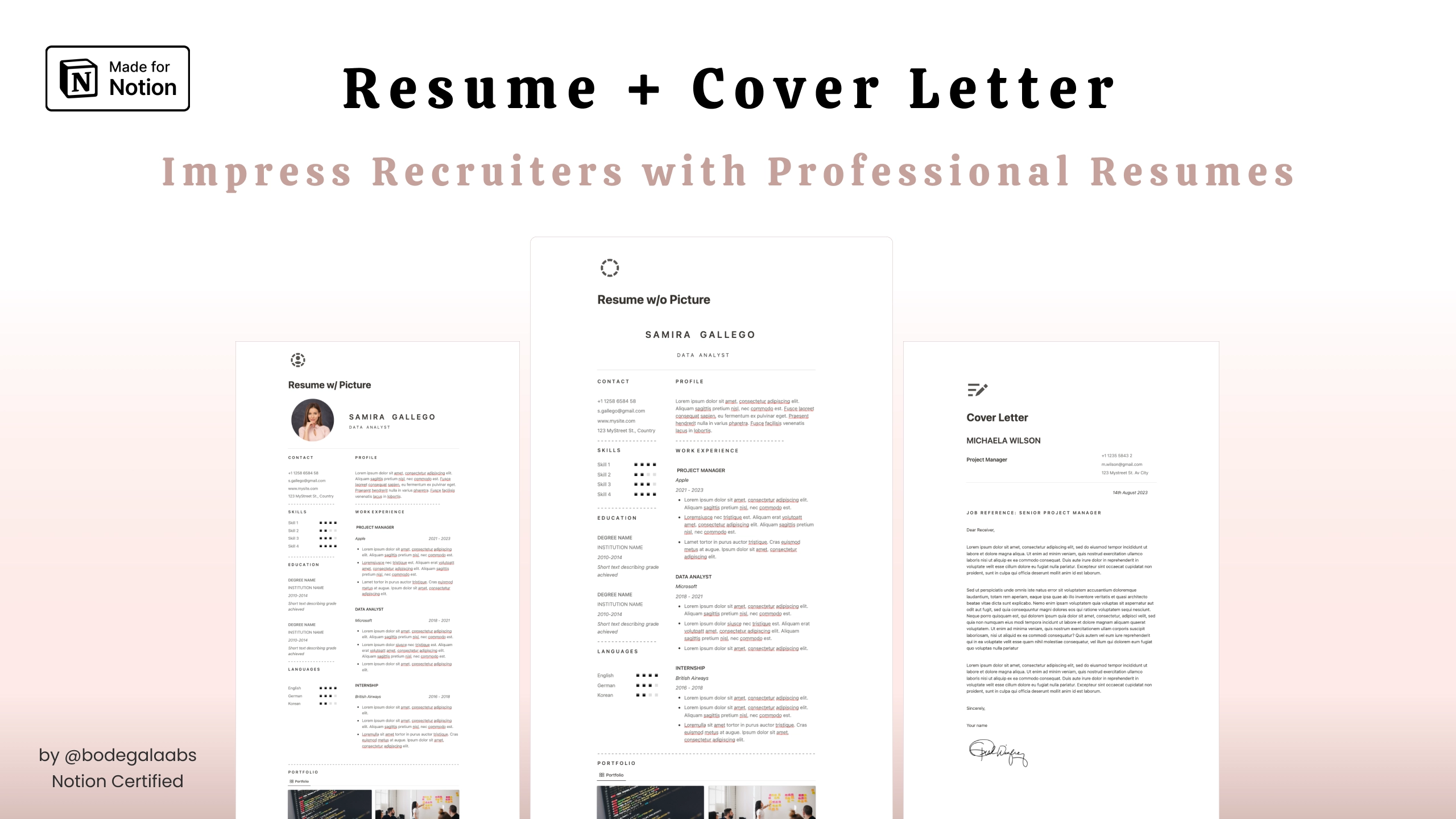 Resume & Cover Letter Notion Template