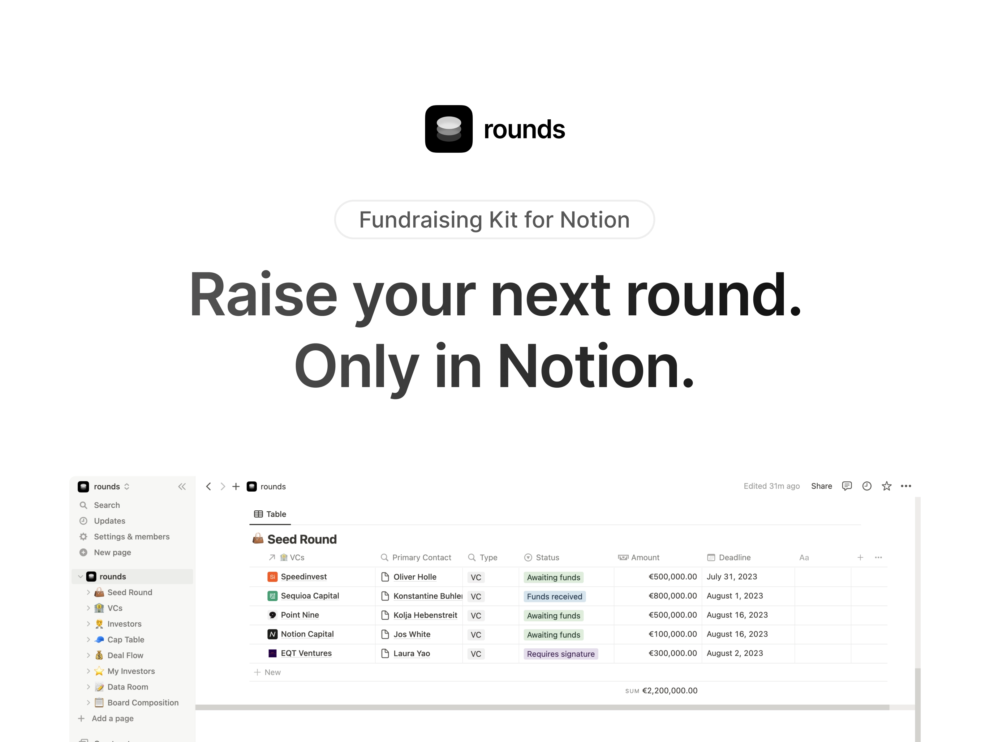 Rounds.So - Notion Fundraising Kit