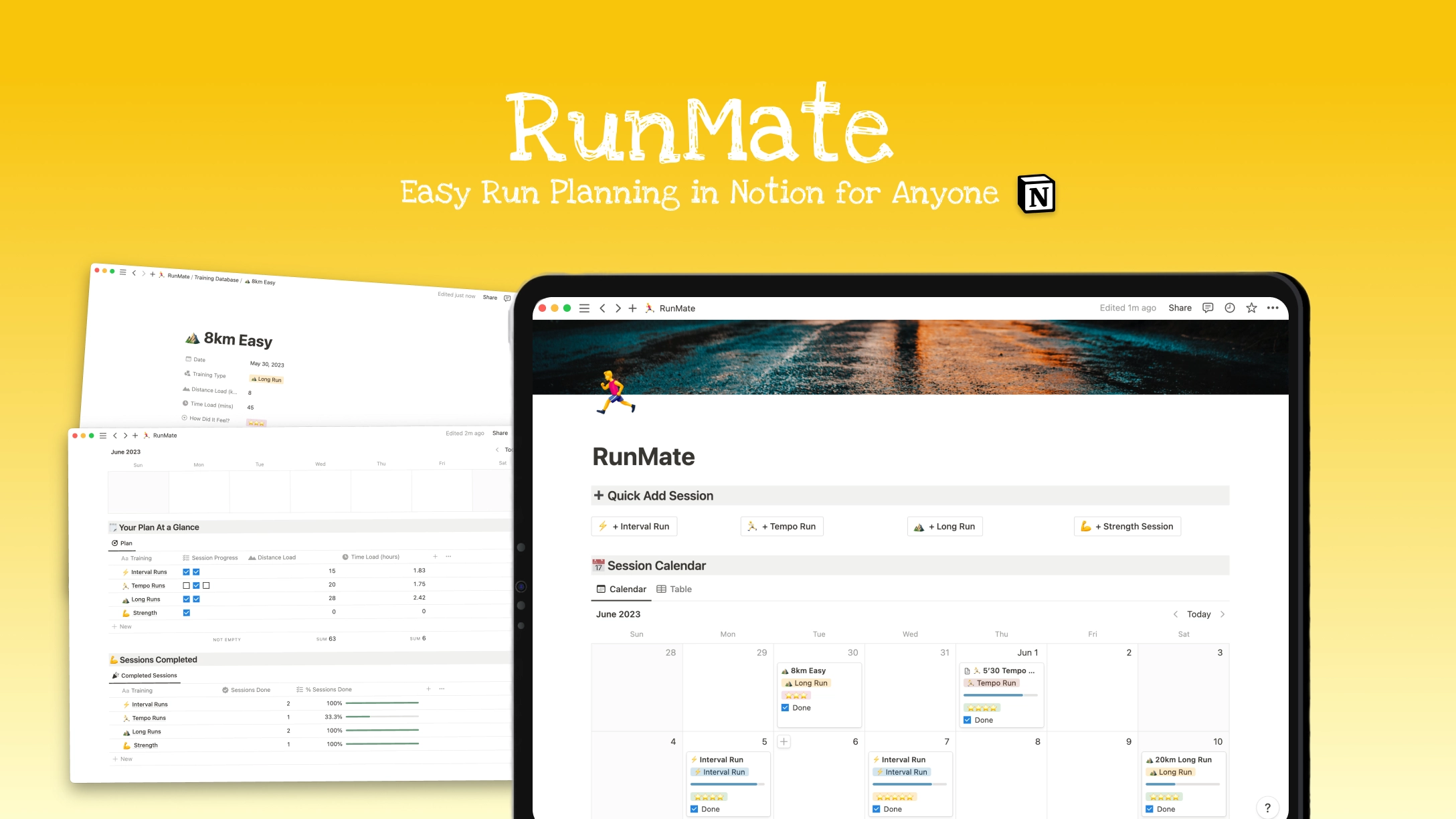 Runmate - Easy Run Planning For Notion (From 5K To A Marathon!)