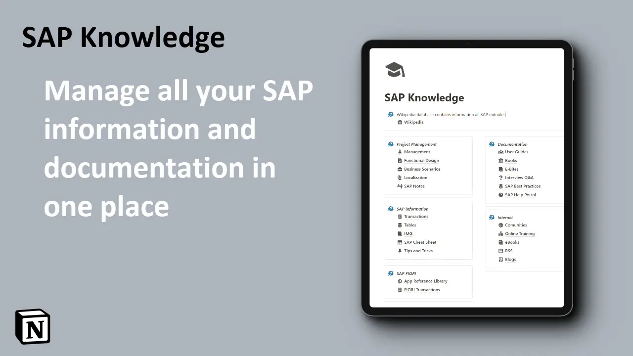 SAP Knowledge Notion Template image