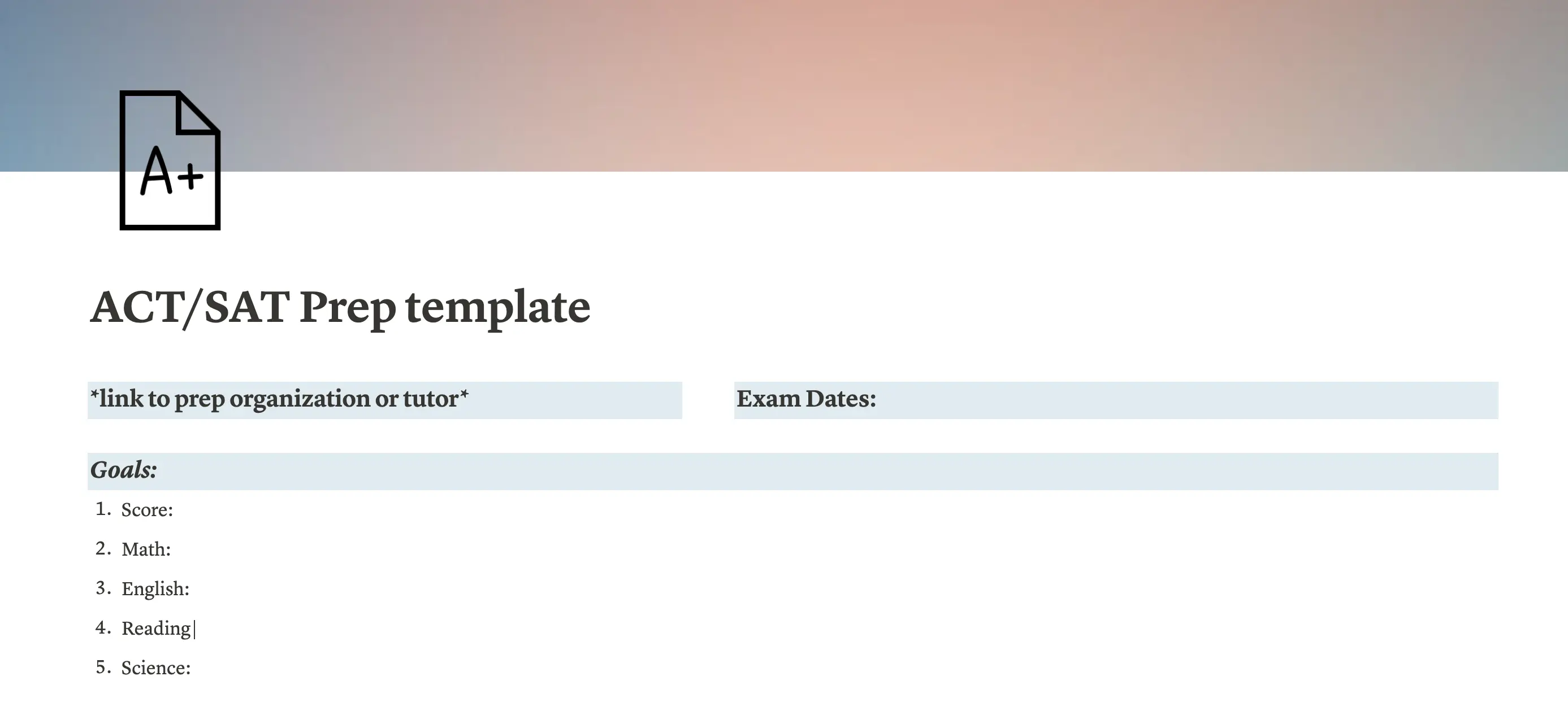 Sat And Act Prep Tracker Template image