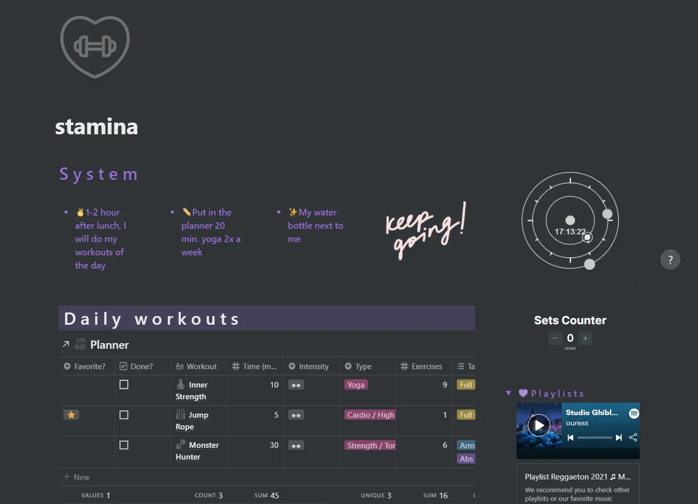 Stamina Workouts Planner Extras image