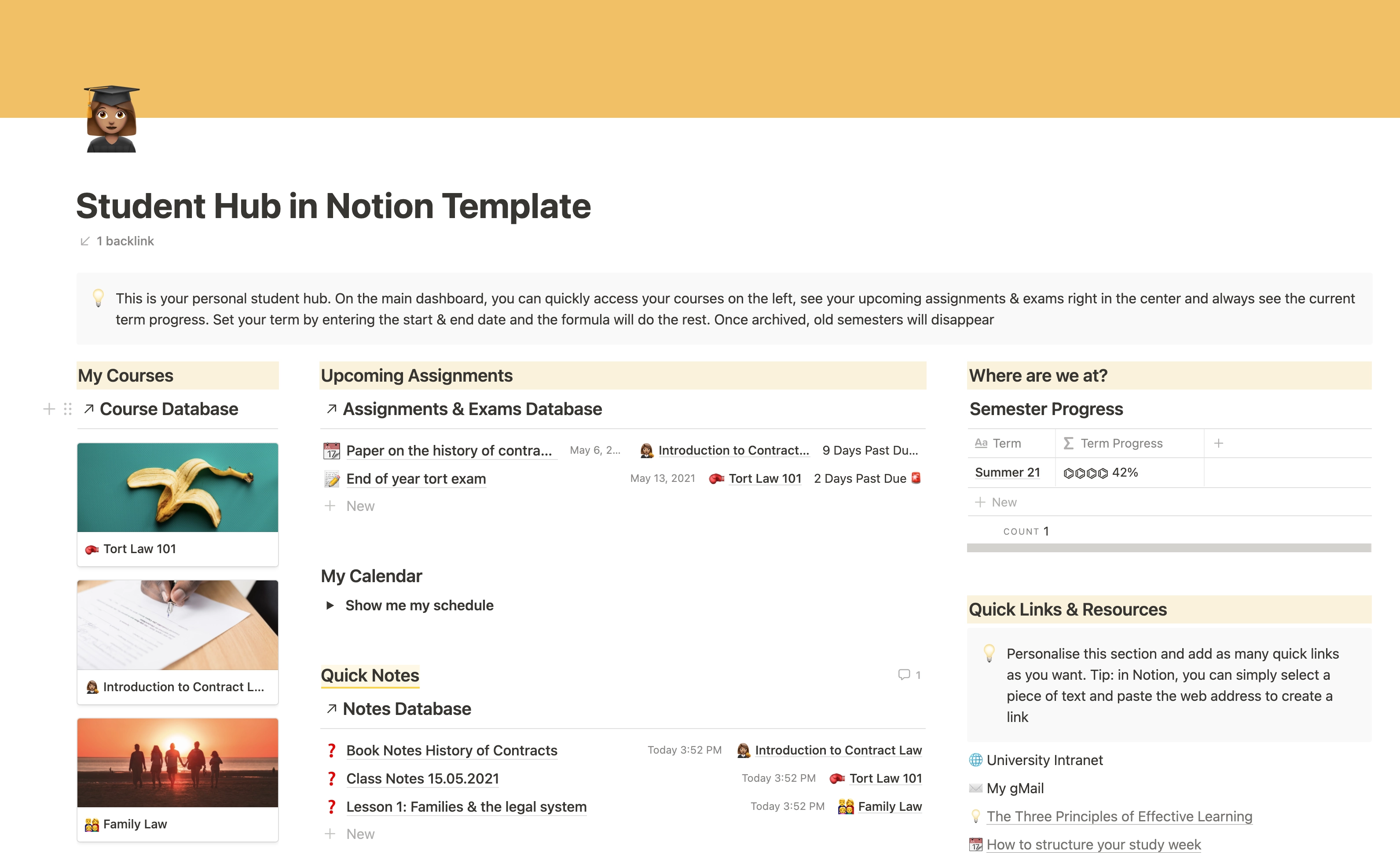 Notion Study Planner Template Free