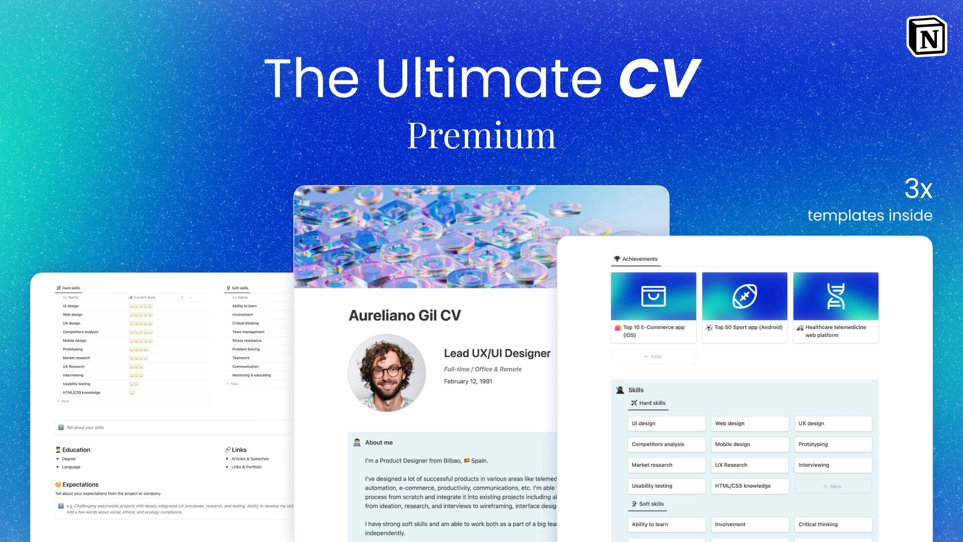 Notion The Ultimate Cv Template Premium (3X)