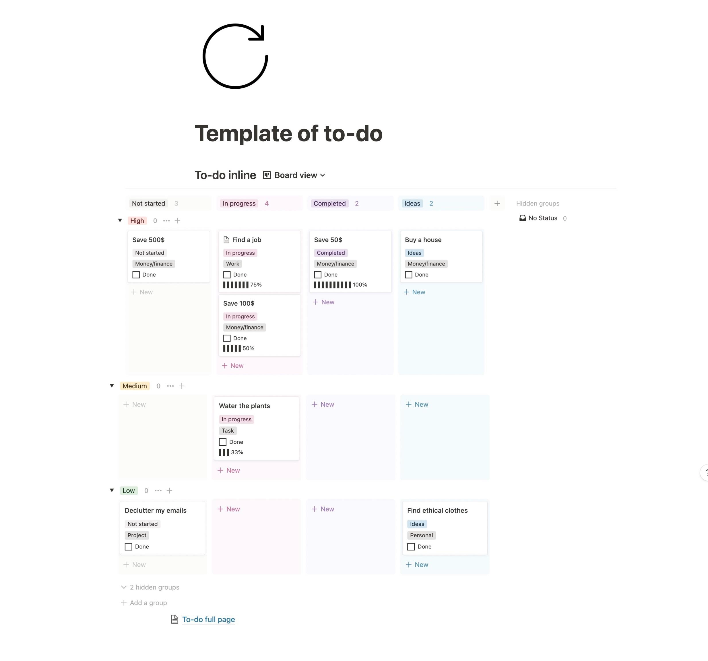 Todo List Template With Progress Bar