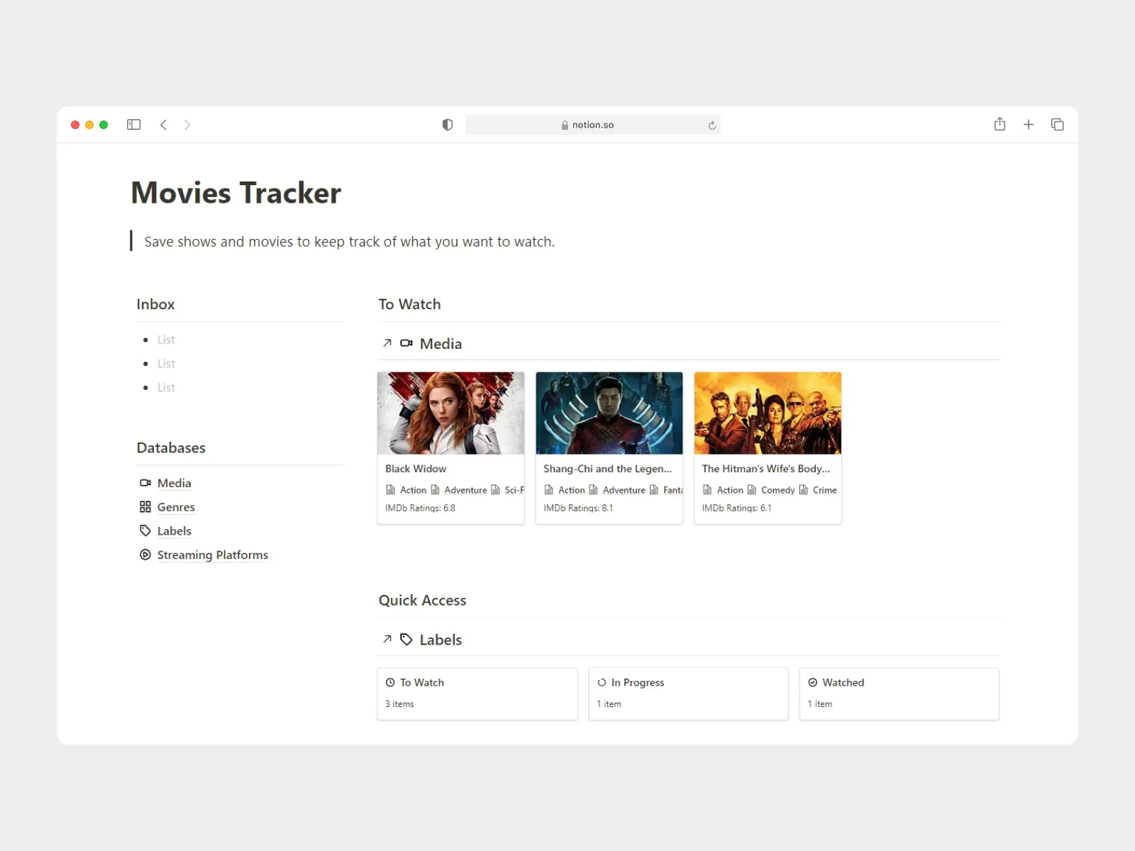 TV Shows and Movies Tracker Notion Template image