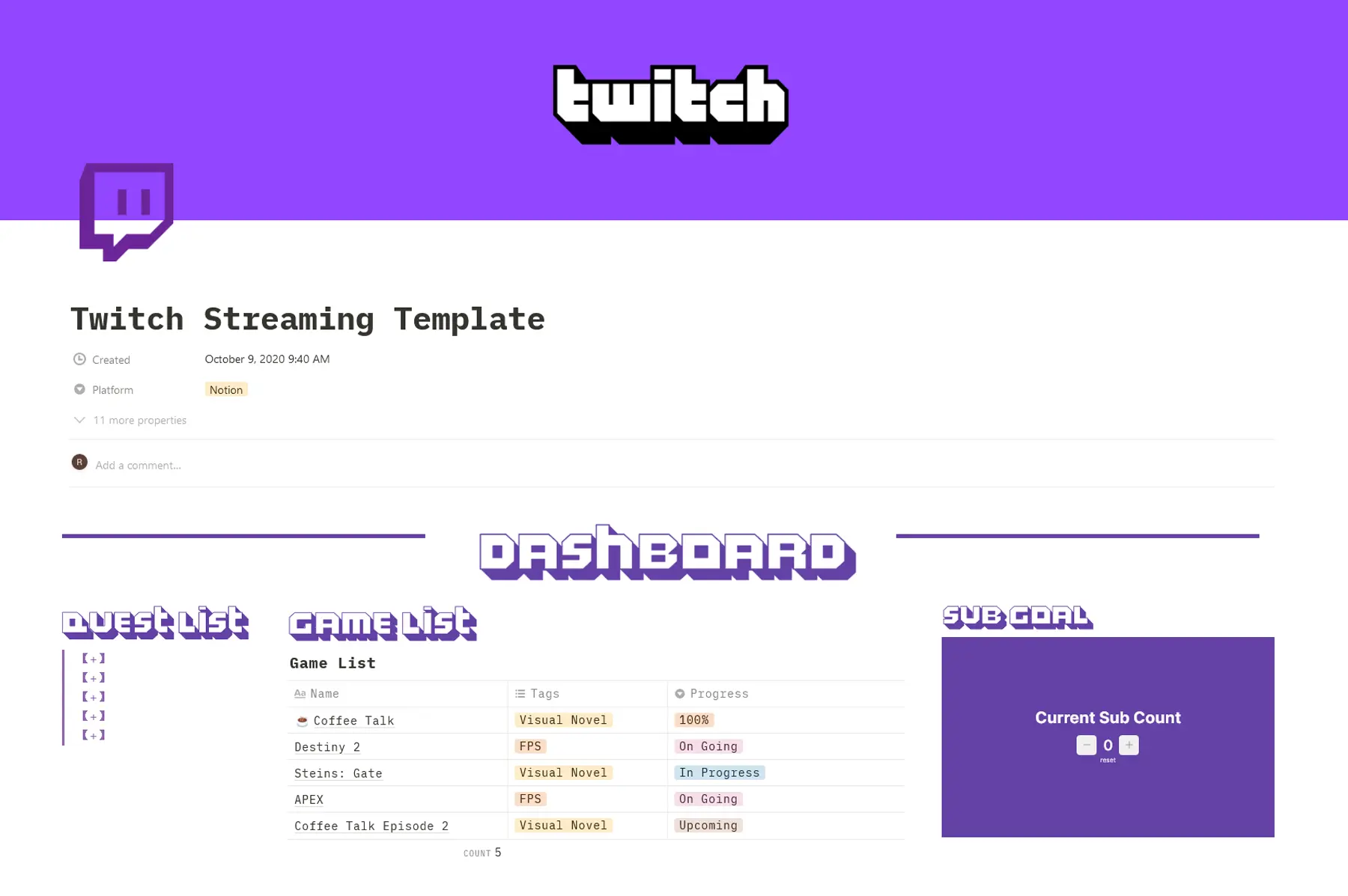 Twitch Streamer Dashboard image