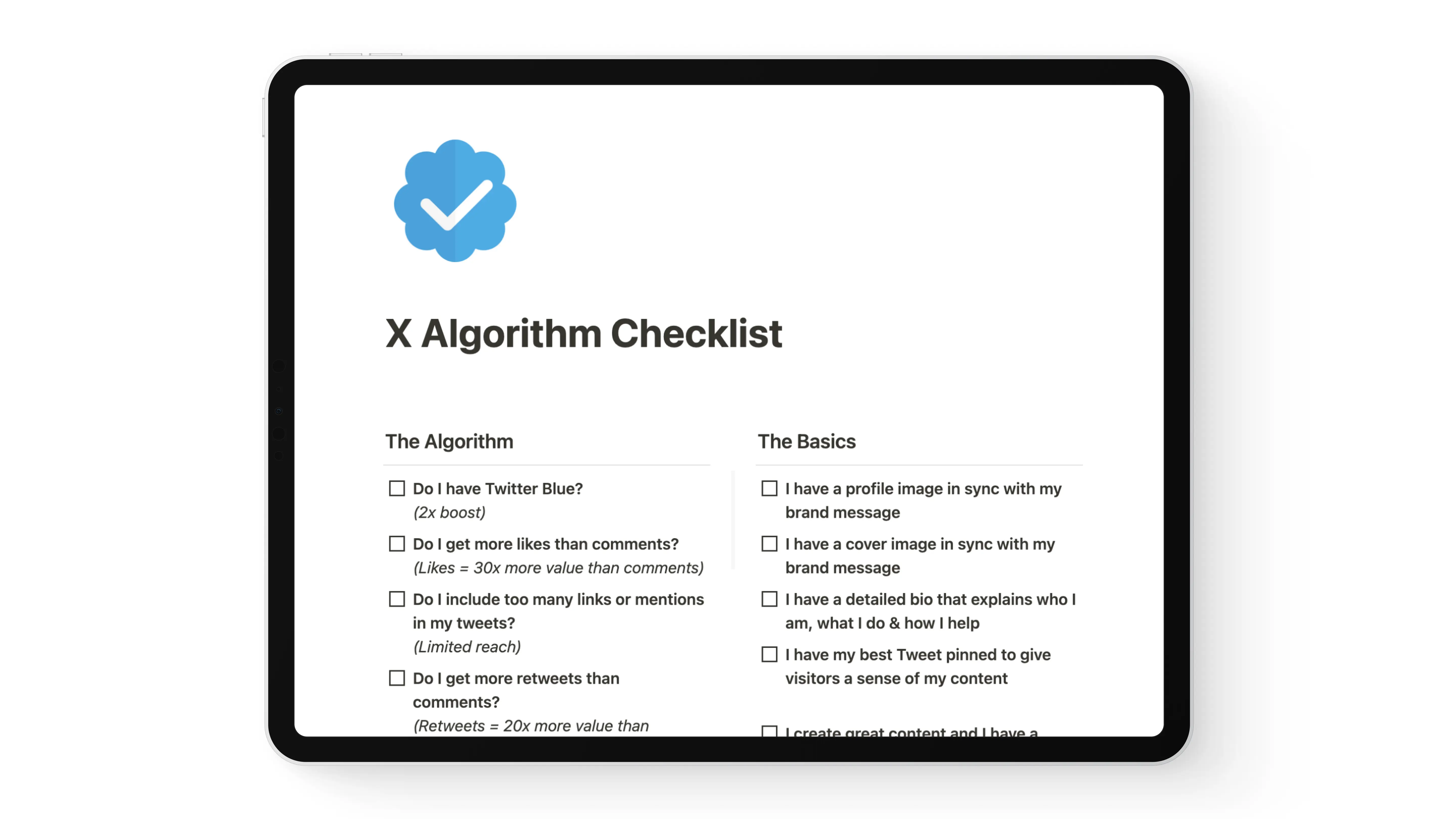 Twitter Algorithm Checklist image