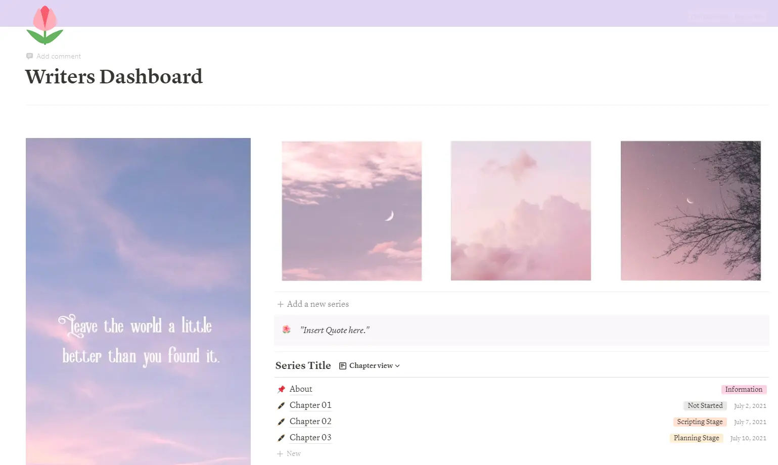 Writers Dashboard Notion Template Notionhub