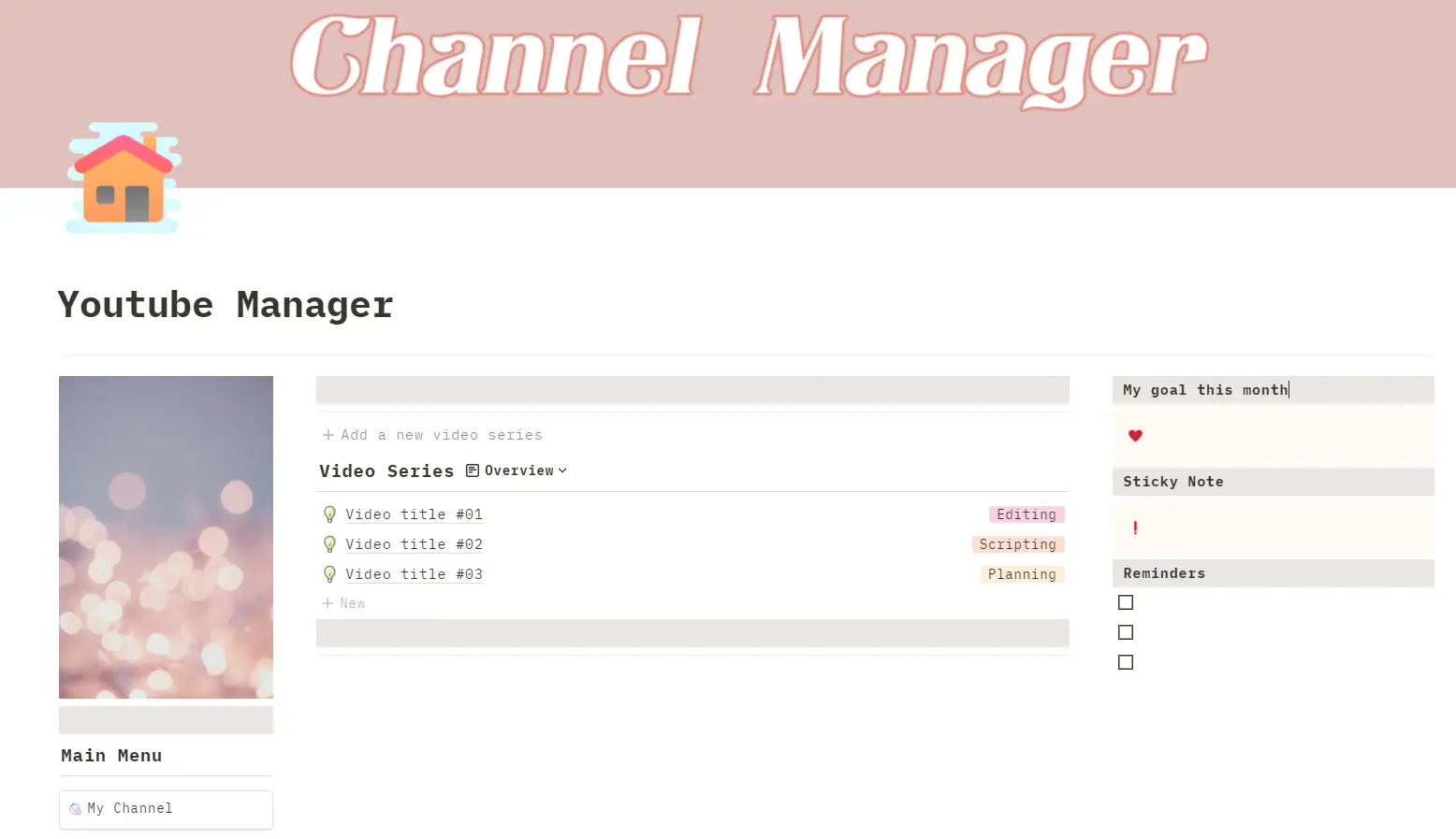Youtube Channel Manager Notion Template image