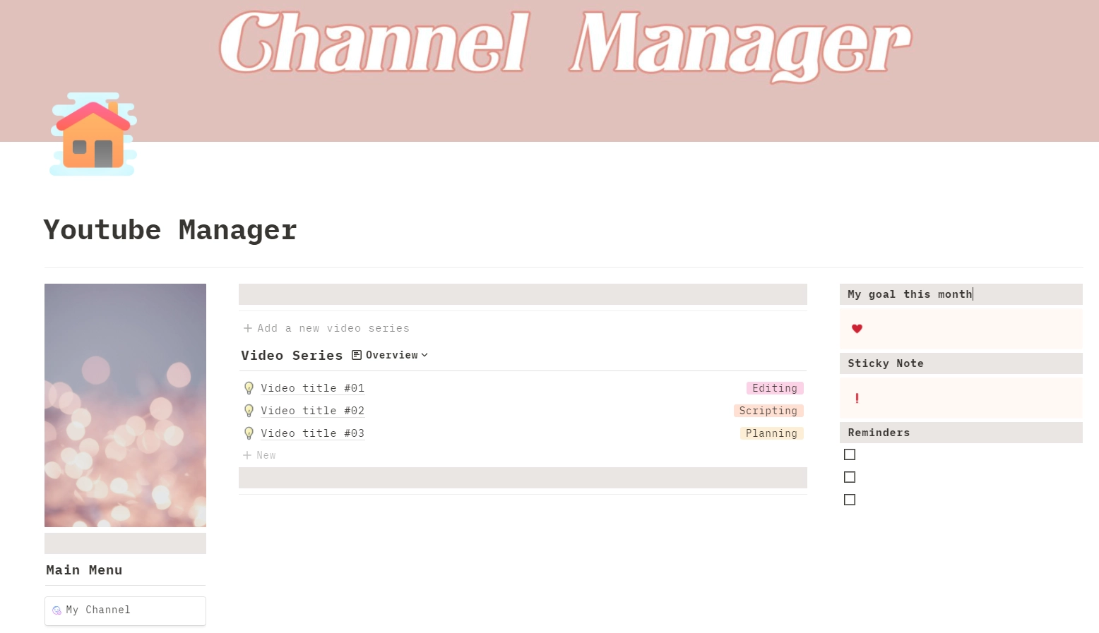 Youtube Channel Manager Notion Template